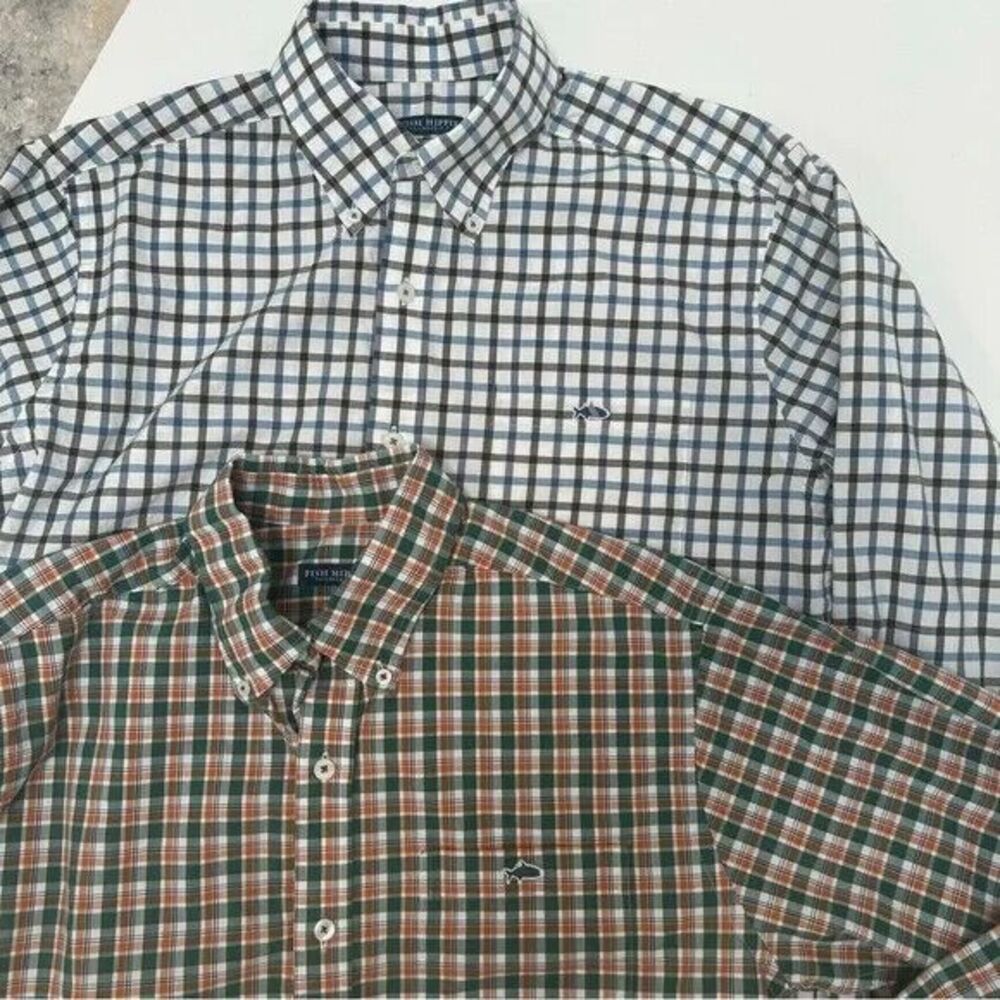 Fish Hippie Tailored Fit Lot of 2 Plaid Long Sleeved Button Down Shirts Medium
